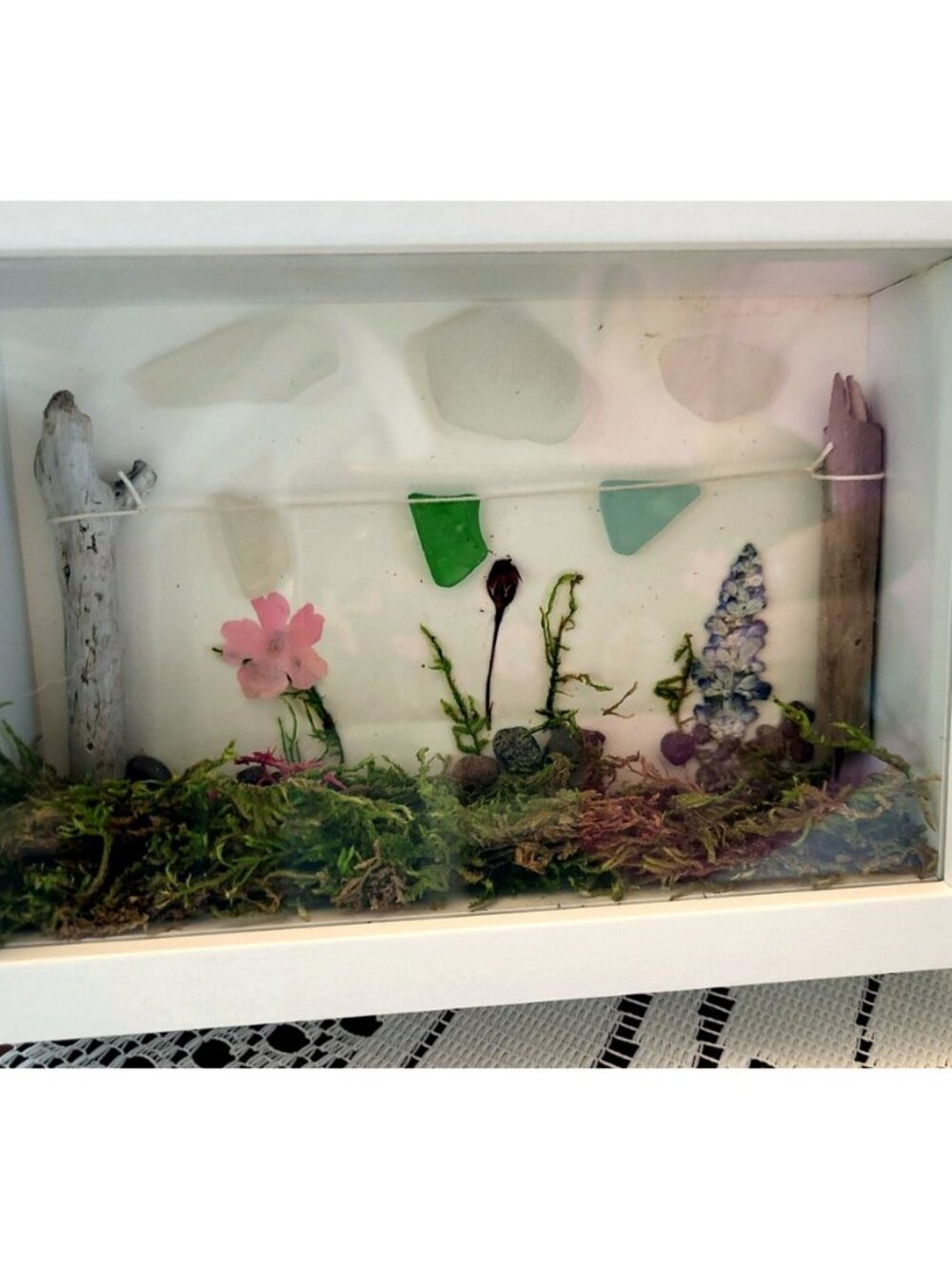 Sea Glass Flower Garden Shadow Box - Handmade Newfoundland